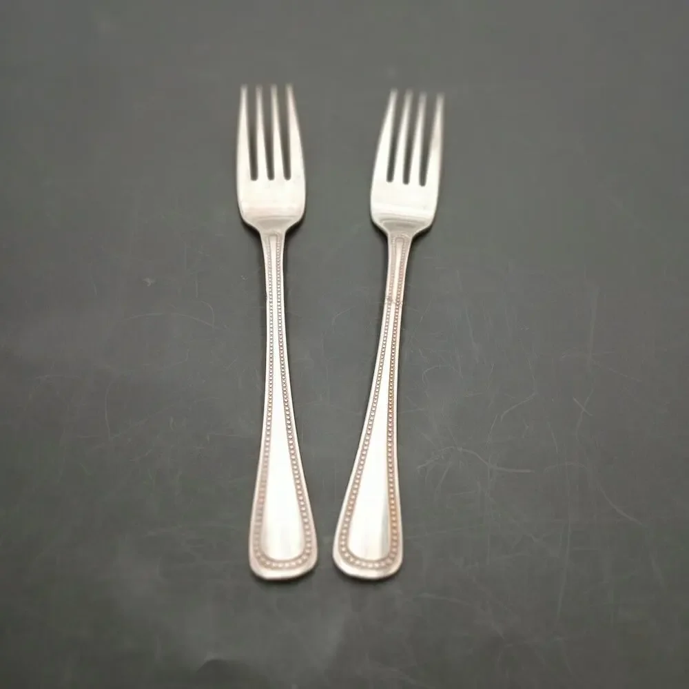 2 ONEIDA Community 1881 ROGERS NEEDLEPOINT Beaded ARTISTRY Salad Fork Stainless